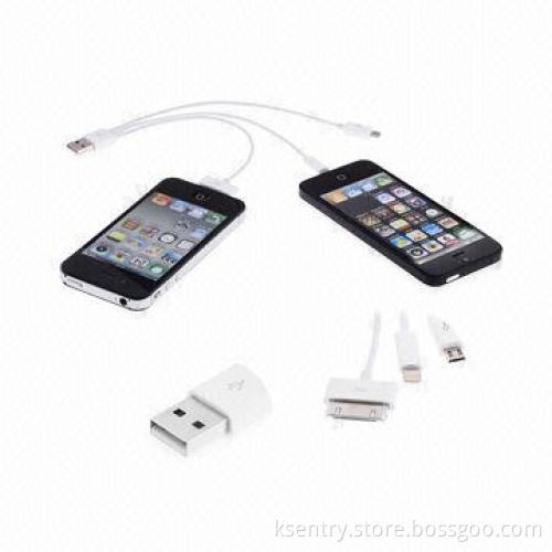 3-in-1 Charging Sync USB Cable for iPhone 5/iPhone 4S/Samsung Galaxy S4/HTC One, Comes in Black